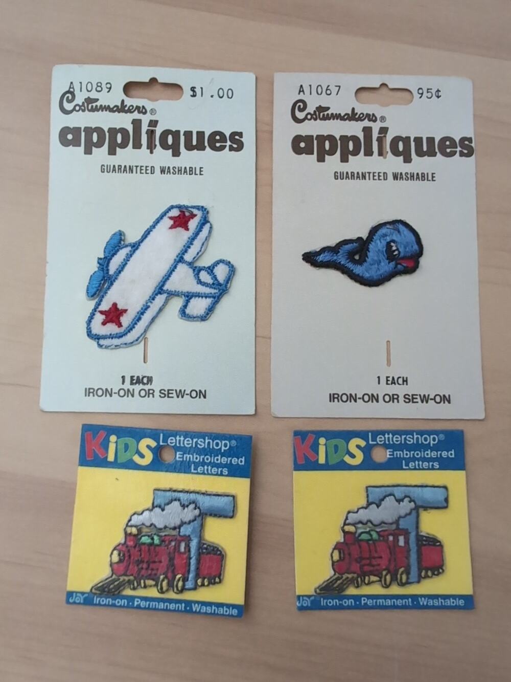 Costumakers / Joy Embroidered Plane Whale Train T Iron / Sew On Patches Vtg Lot